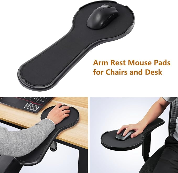 Upgrade Chair arm Mouse pad Ergonomic Arm Rest Mouse Pads for Chairs and Desk Adjustable Mouse TrayForearms Pressure Relief Computer Desk Extender Black (Black（YU8351）)