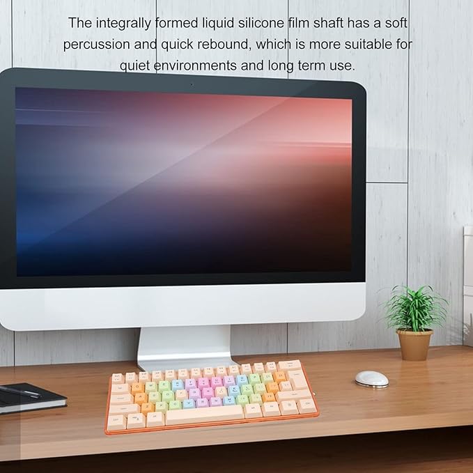 61 Keys Mechanical Gaming Keyboard RGB Backlit Compact 60 Percent Wired Keyboard with Colorful Keycaps for PC Office AmpGaming Portable Mini Keyboard with Optical Switches (Apricot)