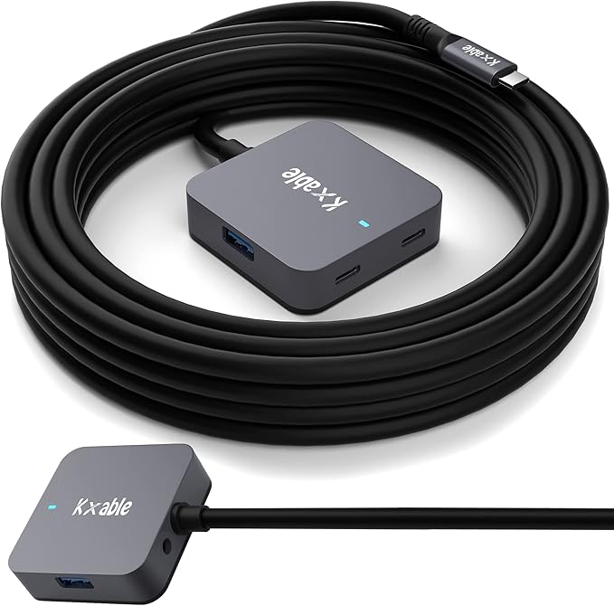 Upgrade USB C Hub Expander Multi USB Ports Cable 25FT Long USB 3.1 C Extension Cable with 4-Port (2 USB-A Ports+2 USB-C Ports) USB C Y Splitter Hub Type-C Male to A-Female + C-Female Extender Cord