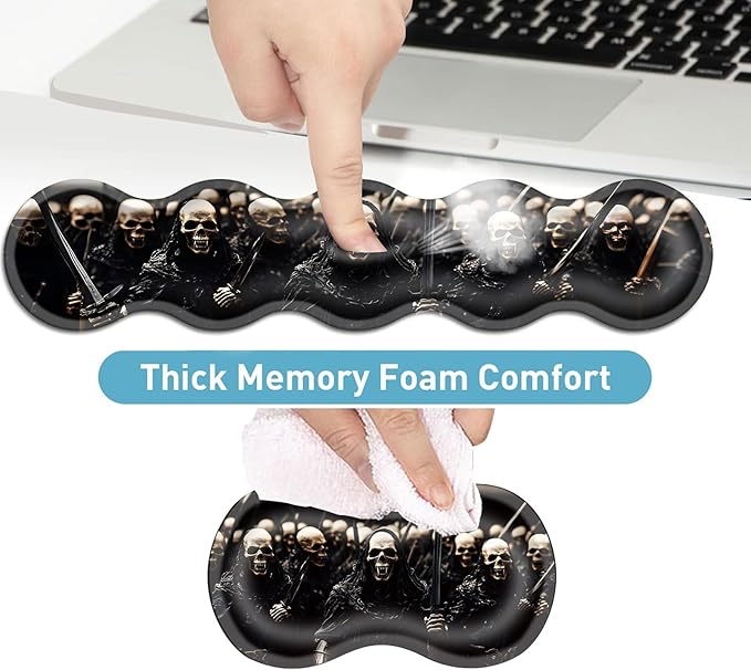 Keyboard Mouse Pad Set Extended Gaming Mouse Pad+Ergonomics Keyboard Wrist Rest Support Memory Foam Easy Typing Pain Relief 4Pcs XL Ultra Thick Desk MatCool Skeleton
