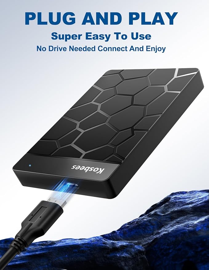 1 TB External Hard DrivesPortable Hard Drive for WindowsUltra Slim External HDD Store Compatible with PC MACLaptopPS4 Xbox one Xbox 360Plug and Play Ready