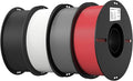 Creality 4 Pack PLA 1.75mm Filament Bundle for 3D Printing with No-Tangling Strong Bonding and Overhang Performance Accuracy +/- 0.02mm (BlackWhiteGreyRed)