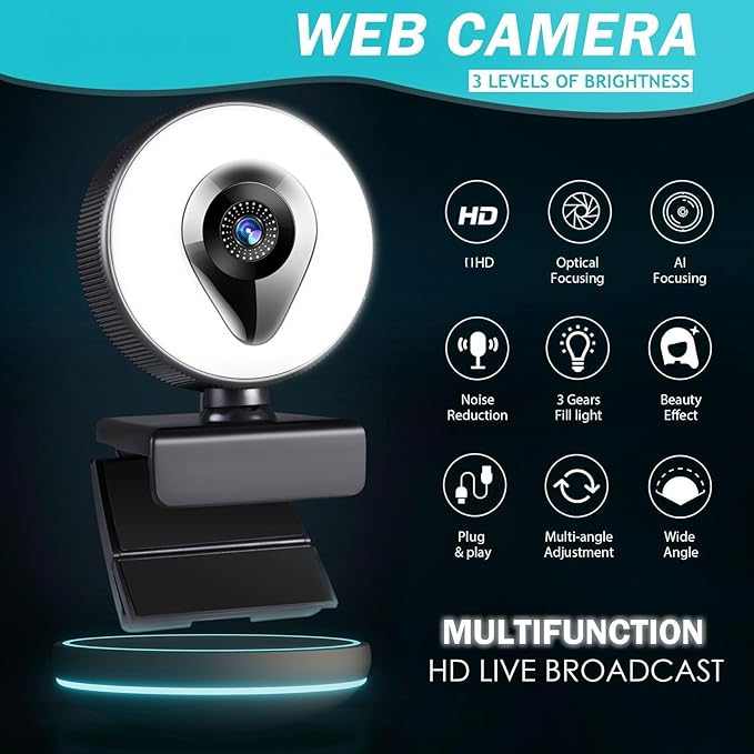 Streaming Media Network Camera Dimming Light and Microphone Cameras Streaming Media High-Definition 1080p Autofocus Webcam
