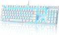 MageGee Mechanical Gaming Keyboard Wired USB Adjustable Backlight Keyboard New Mechanical Storm 100% Anti-ghosting Keyboards with Blue Switches for Windows PC/MAC Games (White)