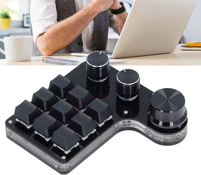 Kadimendium USB Mini Macro Mechanical Gaming Keyboard Programmable 9 Keys 3 Knobs Red Switch RGB LED Onboard Storage Wired Keypad Kadimendiumiex0s7v5hd