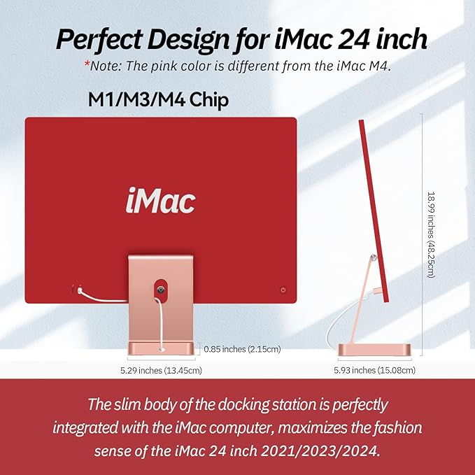 USB C Hub for iMac 24 inch 2021/2023/2024 Minisopuru iMac Hub Support M.2 NVMe SSD iMac Accessories for iMac M1/M3/M4 iMac Adapter with USB A/C 10Gbps SD/TF M.2 SSD (Not Included) Pink.