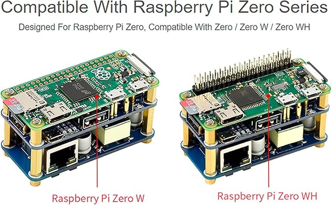 Bicool Power Over Ethernet (PoE) Ethernet/USB HUB HAT for Raspberry Pi Zero/Zero W/Zero WH 3X USB 2.0 Ports RJ45 Ethernet Port 802.3af-Compliant