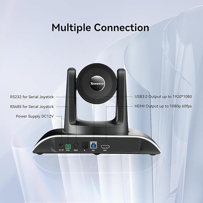 Tenveo 3X Optical Zoom 1080P 60FPS PTZ Conference System with 93°Wide-Angle Lens and MagiCall Bluetooth Speakerphone Video Output via USB 3.0/HDMI/RS485/RS232 Ideal for Large Meetings