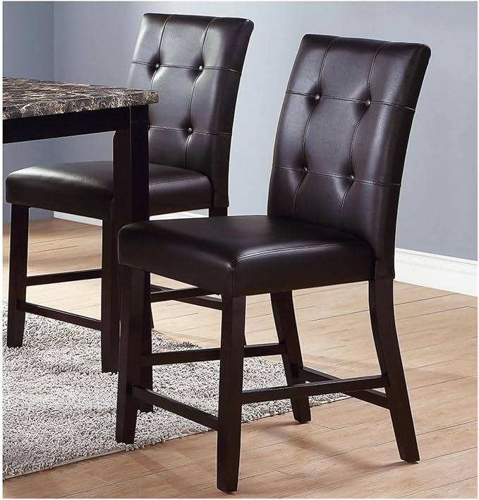 Adjustable Office Computer Chair with Armrest 2pcs Simple Contemporary Brown Finish Dining Chair with Tufted Back
