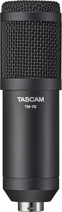 Tascam Dynamic Microphone for Broadcast Microphone for Professional Podcasting and Live Streaming (TM-70) Black