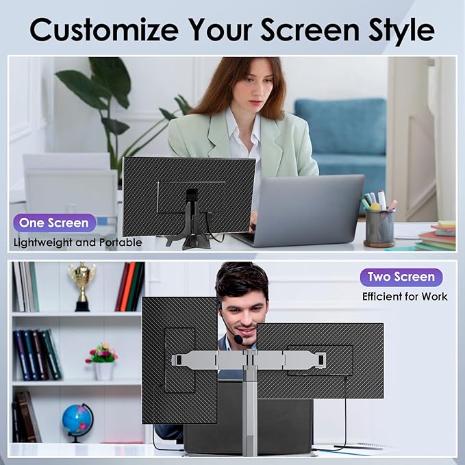 Redalf 15.6 FHD Portable Triple Monitor for Laptop IPS Ultra-Thin Zero Frame Compatible with Mac Windows Chrome Fits All Size Laptops