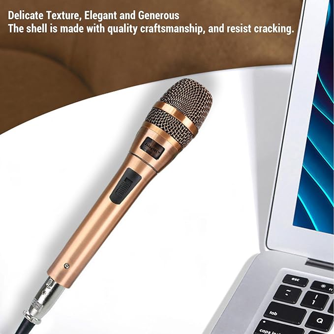 Yunseity Dynamic Microphone Cardioid Wired Microphone with Stereo Pickup and Wide Frequency Response for Home Singing Stage KTV Performance