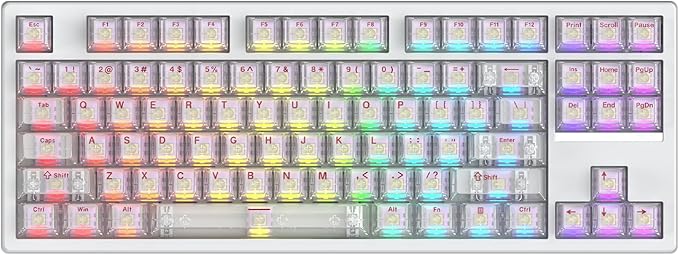 FE87 V2 Wired Mechanical Keyboard Dual 8KHZ Polling Rate Support SODC/Latency As 0.125MS/ARGBHot Swappable Gasket Sturcture Gaming Keyboard (White/Hyacinth Switch)