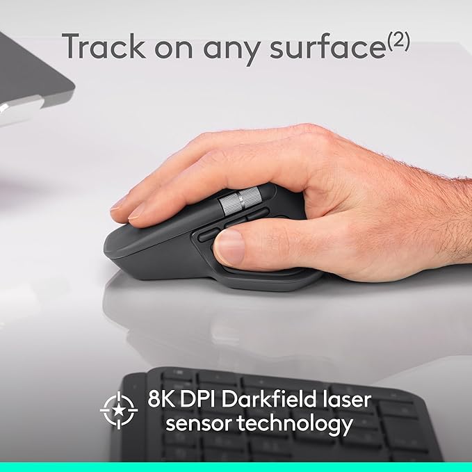 Logitech MX Master 4 for Business Wireless Mouse with Quiet Clicks 8K DPI MagSpeed Scrolling Logi Bolt Receiver Bluetooth Actions Ring Haptics USB-C Charging – Graphite
