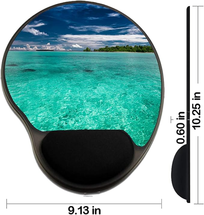 MSD Mousepad Wrist Rest Protected Mouse Pads/Mat with Wrist Support Design for Sea Ocean Blue Tropical Sky Water Paradise Coral Nature Sun Coast Beach Isl