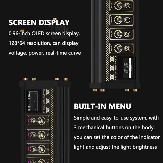 8 Port USB Docking Station USB Expansion Dock 1.54-inch IPS Color Screen 10 Levels Brightness Adjustment 8-Way Switch Total Switch + Button + Voice Controlfor Phones Tablets and Gadgets