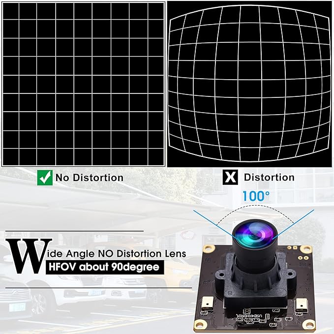 ELP 4K USB Camera Module with Microphone for Computer - 8MP Industrial Lightburn Camera IMX317 - 100 No Distortion Lens