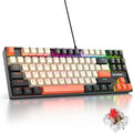 75% Mechanical Gaming Keyboard with Red Switch RGB LED Backlit Keyboard Orange 87 Keys Compact TKL Wired Computer Keyboard for Windows Laptop PC Gamer (87 Carbon)
