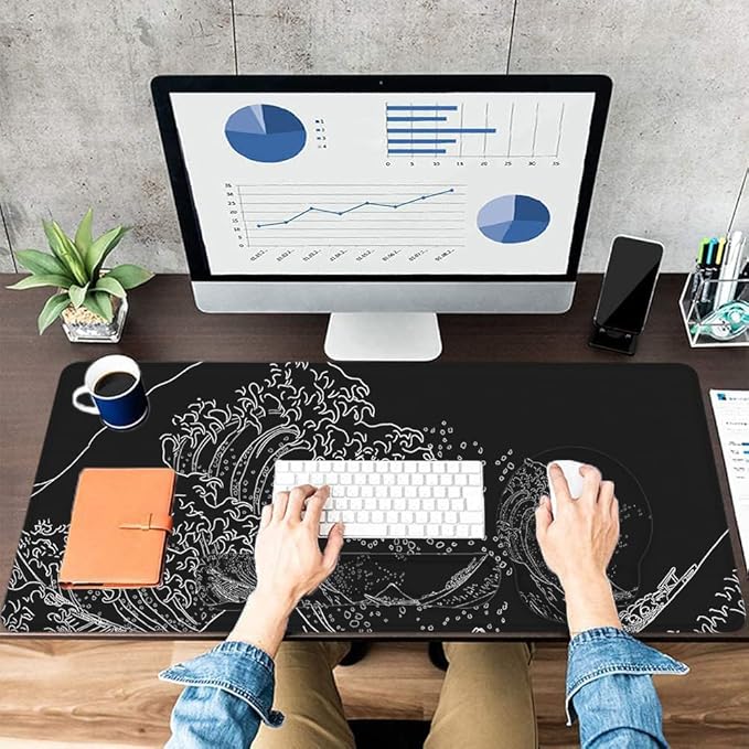 LATEEFAH Mouse Pad with Wrist Rest Large Mouse Pad Ergonomic Gaming Desk Pad Keyboard Wrist Rest Set 4-in-1 Desk Mat Keyboard Mat for Home Office