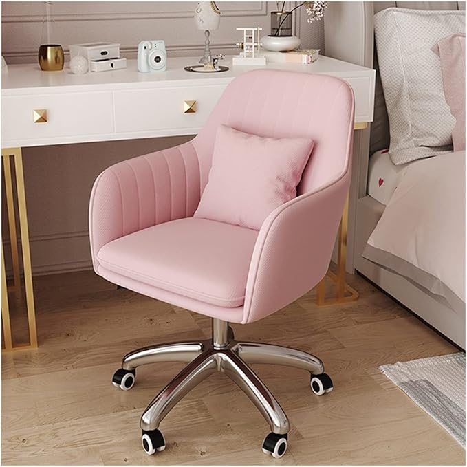 Adjustable Office Computer Chair with Armrest Office Chairs Furniture Swivel Computer Chair Creative Pink Gaming(Gray-Silver)