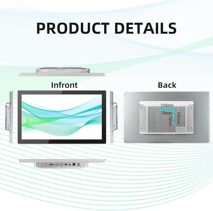 21.5 inch Aluminum Flat Embedded Industrial Touch Screen MonitorHDMI/VGA/DVI Interface Capacitive Touch Screen Monitor Supports 10 Points Touch1920 x 1080 @ 60Hz