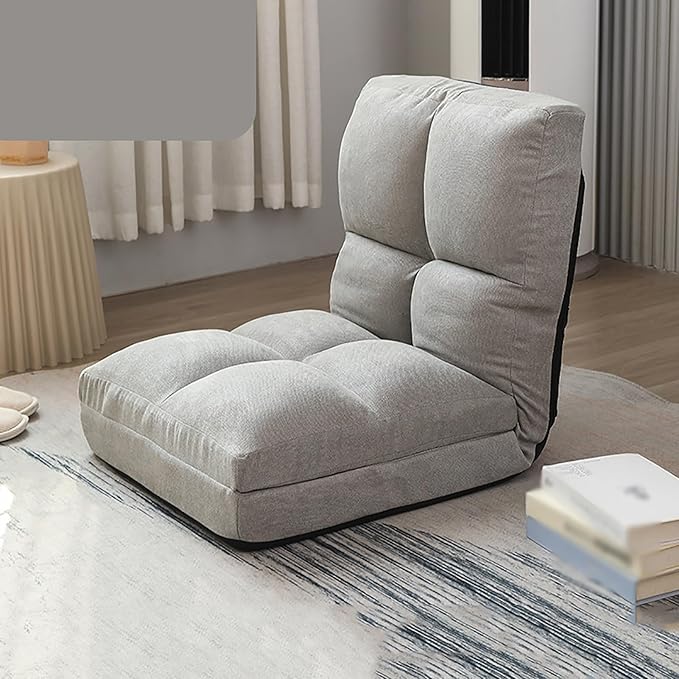 NaKeah Padded Floor Chair with 6 Adjustable Positions Foldable Floor Gaming Seat for Living Room Home Office and BalconyE