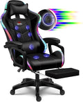 RGB Gaming Chair with Speakers and Massage Racing Computer Chair with Massage and Footrest for Office or Gaming. (All Black)