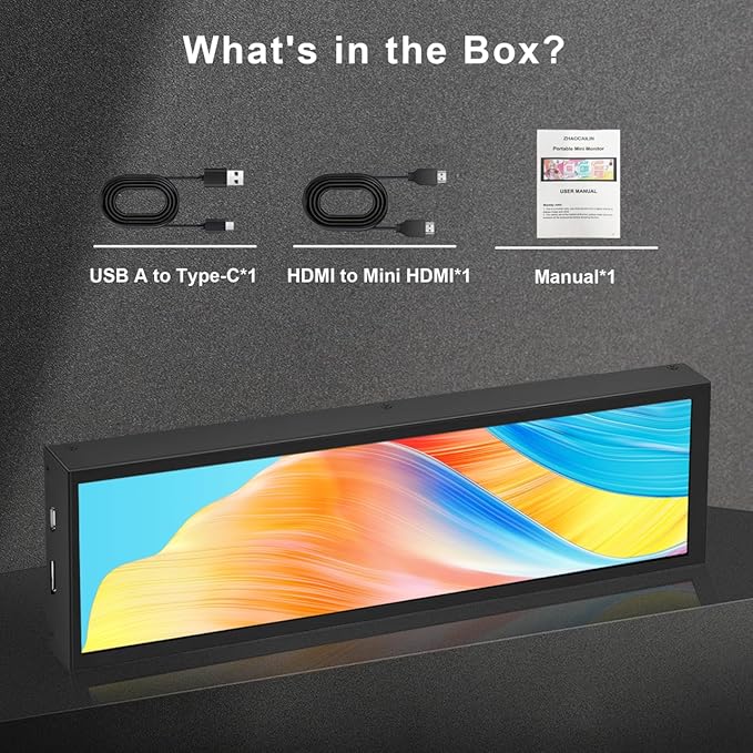 8.8 Inch FHD Computer Secondary Screen IPS 1920x480 LCD Display CPU Temperature Monitor with Casing for Computer Case Temperature Windows Aida64 CPU GPU Monitor