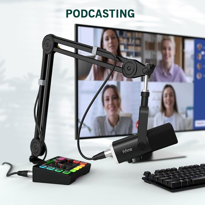 FIFINE XLR/USB Gaming Microphone Set and XLR CableDynamic PC Mic for Streaming PodcastingMicrophone Audio CableCompatible with Audio Mixer for Recording (AM8T+L9)
