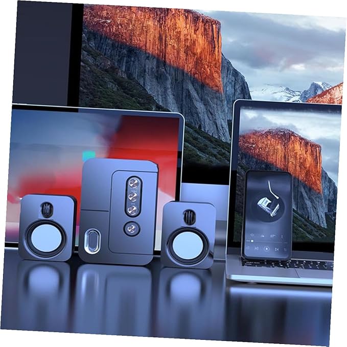 NOLITOY USB Desktop Computer Laptop Speakers Portable 3D Surround Sound with Bass Black Compact Music Loudspeaker for Home and Office Use