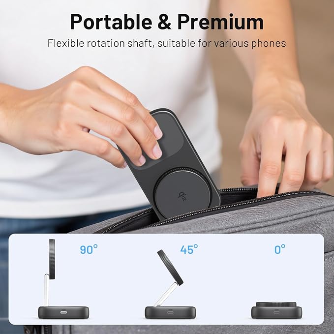 Selore USB C Hub with Wireless Charging for MacBook: 4K@60Hz HDMI 100W PD 15W Qi2 + 5W Wireless 10Gbps Ports iPhone Mirroring Docking Station &amp Magsafe Stand Space-Saving Desk Organizer(Black