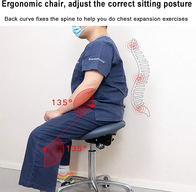 Gaming Chair Computer Chair Saddle Stool Chair with WheelsHeight Adjustable Saddle Seat Stool with BackrestPU Leather Computer ChairSplit Style Desk Ch