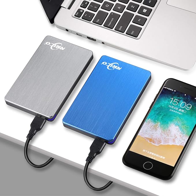 NRICO Portable External Hard Drive USB 3.0 2.5 Inch Compatible with PC Mac Desktop (Blue 500 GB)