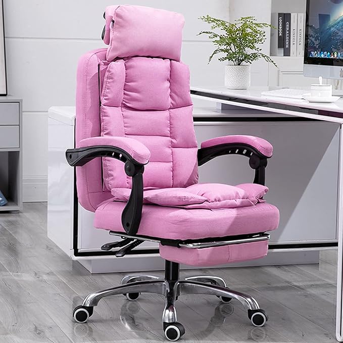 Home Office Chair Gaming Chair Pink Pc Gaming Chair Ergonomic Big and Tall Executive Office Chair with Retractable Footrest Rolling Swivel High Back Task Leather Executive Chair for WomenPink ( Colo