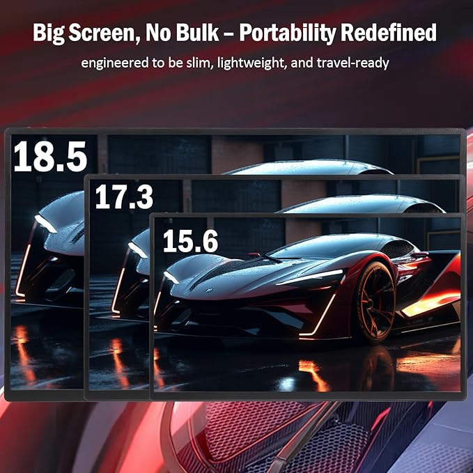 18.5 Inch Large Portable Monitor for Laptop 120Hz 1080P FHD IPS Portable Travel Second Screen Display for/Phone/Xbox PS4/5 125% sRGB Dual Speakers VESA &amp Storage Bag