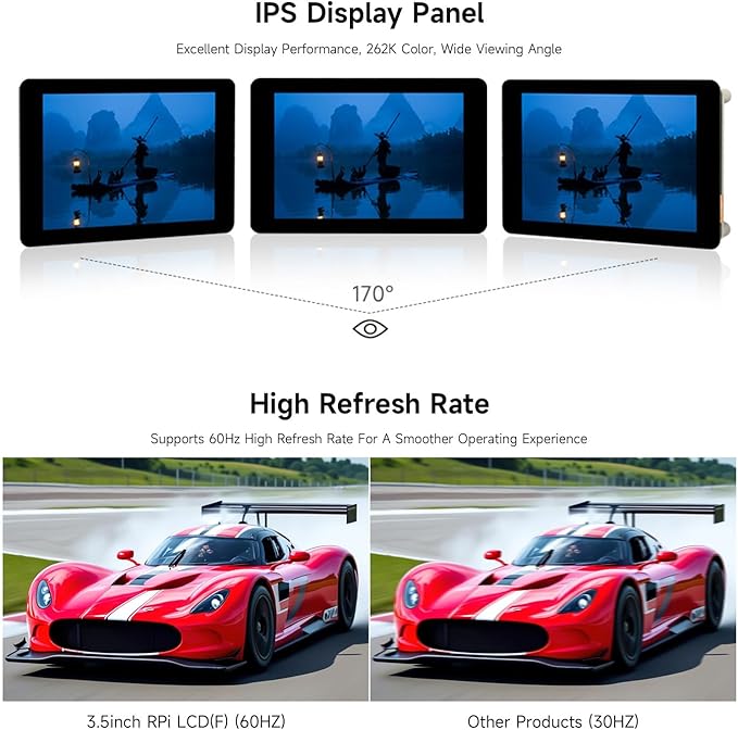 Waveshare 3.5inch Capacitive Touch Display Compatible with Raspberry Pi 5/4B/3B Pi Pico IPS Panel 320×480 5-Point Touch Immersion Gold Process Toughened Glass Panel