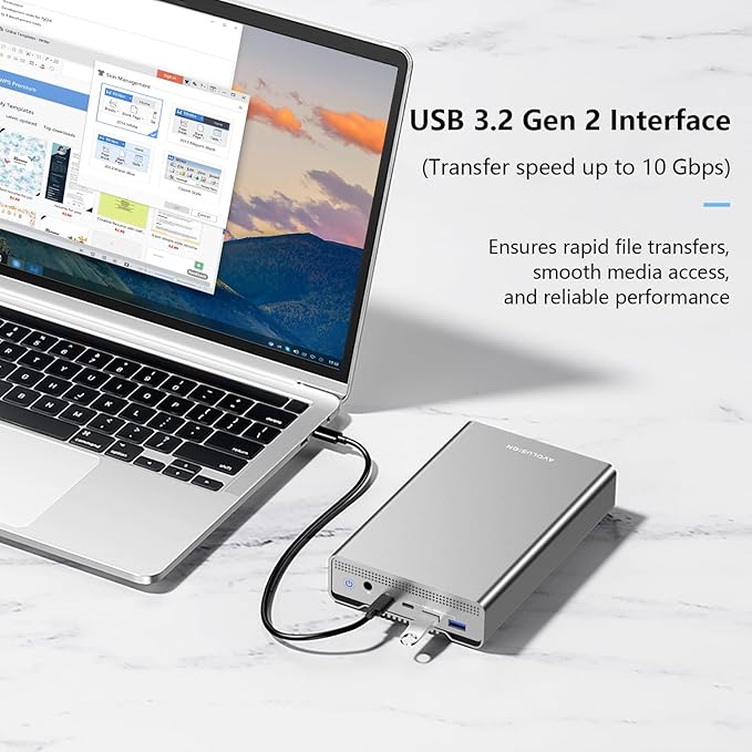 GX100 18TB USB 3.2 Gen 2 (10Gbpps) External Hard Drive with USB Hub for Windows or MacOS Desktop PC/Laptop - 2 Year Warranty