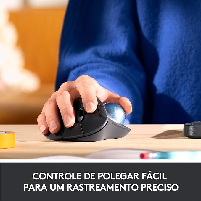 Logitech Ergo M575 Wireless Trackball Ergonomic Comfort Design Optical Wireless up to 33 feet 2000 DPI Bluetooth Technology - 910-005869 (Black) (Renewed)