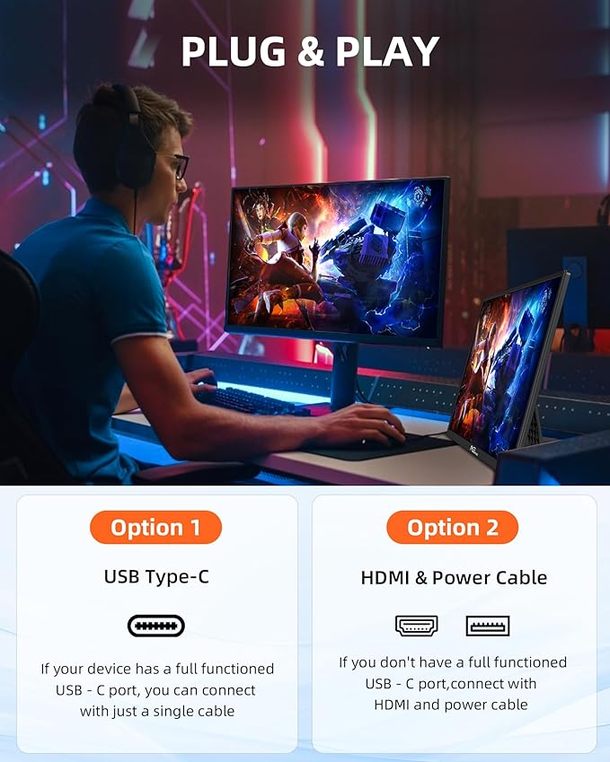 NGTeco 16 Extended Monitor Portable 1200P IPS 360° Foldable Stand USB-C HDMI Plug&ampPlay Built-in Speakers Laptop Screen Extender for PC/Mac/Phone/Xbox/Switch