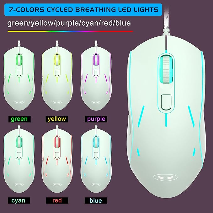 Gaming Keyboard and Mouse Combo K1 RGB LED Backlit Keyboard with 104 Key Computer PC Gaming Keyboard for PC/Laptop (Green)
