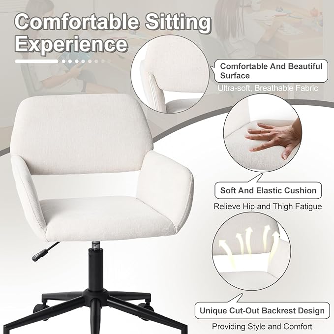 Homy Casa Swivel Adjustable Height Video Game Chair Mid Back Armchair for Work Home Office Living Room Modern Upholstered Computer Desk Chair
