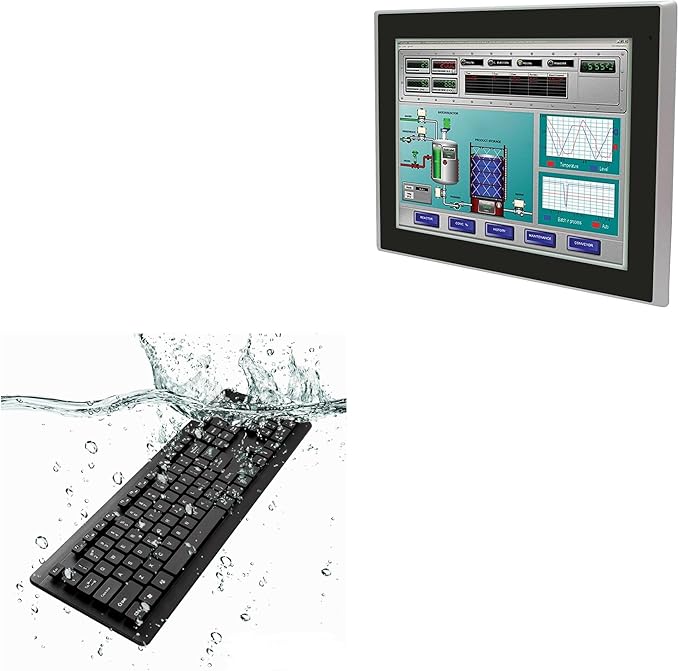 BoxWave Keyboard Compatible with AIS HMI-TCND0U-10AC - AquaProof USB Keyboard Washable Waterproof Water Resistant - Jet Black