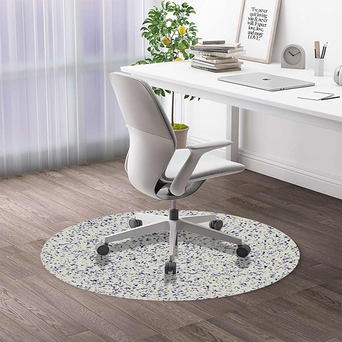 Purple White PU Leather Office Chair Mat for Hardwood Floor Splattered Paint Drops Round Floor Mats for Office Chair Desk Chair Anti Slip Floor Protector for Rolling Chair Abstract Diameter 35.4 in