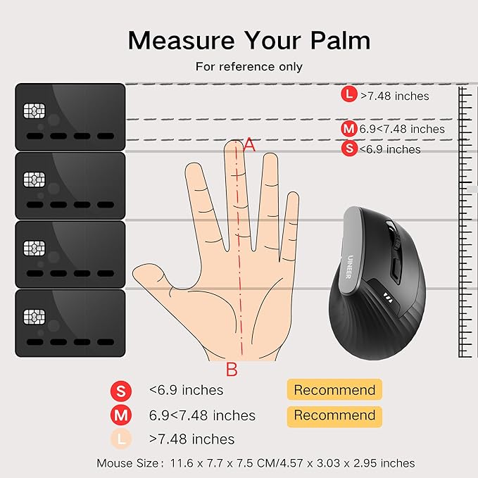 Uineer Vertical Mouse WirelessBluetooth Mouse with BT5.0/4.0/2.4G Rechargeable with Battery IndicatorErgonomic Design for Comfort and Reduced Wrist Strain Ideal for HomeOffice UseMatte Black