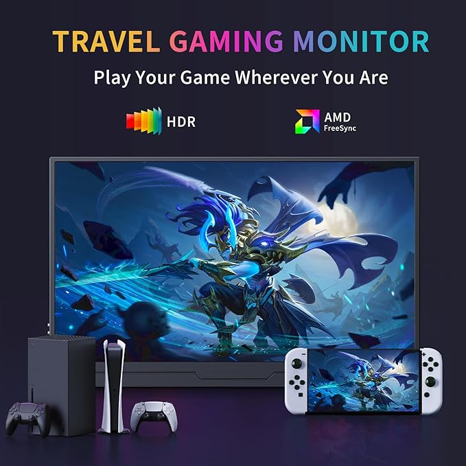 4K Portable Monitor 15.6 3840x2160 IPS Laptop Screen USB C HDMI Computer Gaming Display with Speakers &amp Smart Cover Travel Monitor for PC Phone PS5/4 Xbox Switch