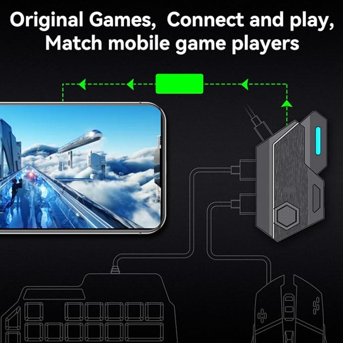 VBESTLIFE Half Hand Gaming Keyboard and Mouse Combo 38 Keys Single Handed Wired RGB Keyboard and Gaming Mouse Converter for Android PC Gaming Player