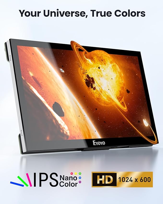 Eyoyo Raspbery Pi Screen 7-inch: 1024×600 LCD Capacitive Touchscreen Monitor with Stand Mini Portable HDMI Monitors IPS Touch Display for Raspbery Pi 5/4/3/2/Zero Windows/Linux/Android
