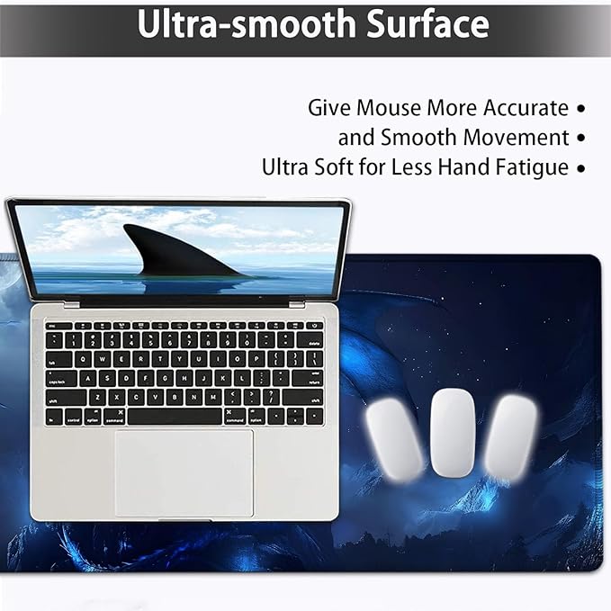 Large Mouse pad and Keyboard Support Set Ergonomic Memory Foam Keyboard Wrist Rest Extended Gaming Mouse Pad with Stitched Edges Blue Dragon XXL Desk Mat (31.5 X 11.8 in) for Home Office