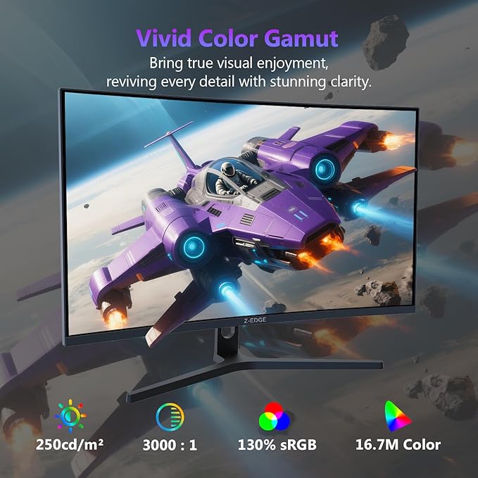Z-Edge 27 inch Curved Gaming Monitor FHD 1080P 300Hz 240Hz PC Monitor Ultra-Fast MPRT 1ms Curved Monitor 1500R 16.7M Colors UG27H Frameless Bezel 2X DP 1.4 Ports and 2X HDMI 2.0 Ports
