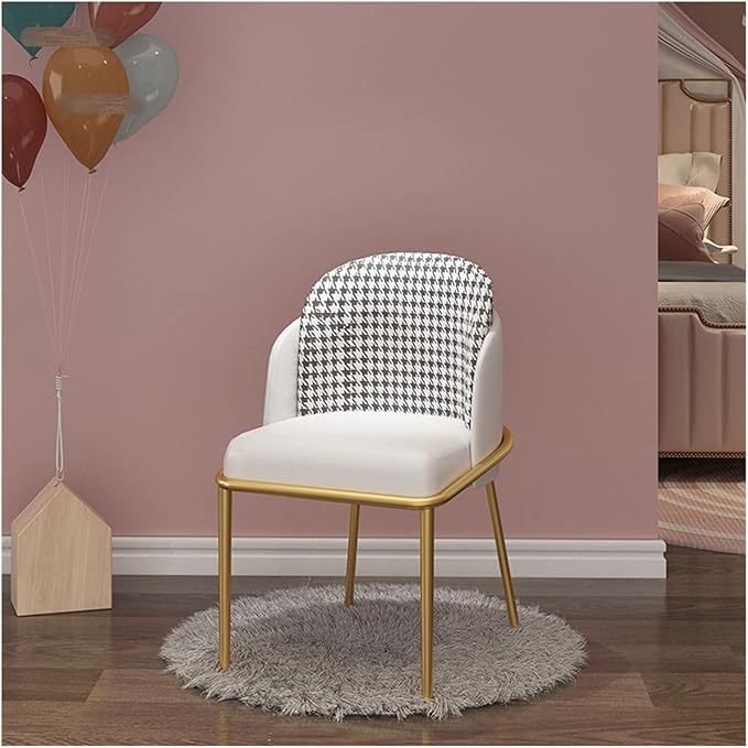 Adjustable Office Computer Chair with Armrest Dining Chairs Room Furniture Home Chair Bedroom Backrest Makeup(White-Black)